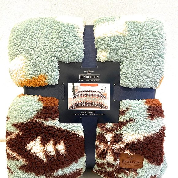 Pendleton Sherpa Fleece Blanket - Queen Size - Avra Valley Print - Picture 2 of 3